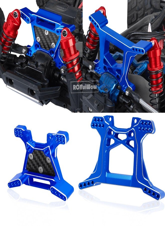 قطع غيار RCHuiWow RC المُحسّنة لسيارة Rustler 4x4 (VXL) 4WD بمقياس 1/10، تشمل أعمدة نقل الحركة، وممتصات الصدمات، ومسامير الشد، وأذرع التعليق، وأبراج ممتصات الصدمات، وكتلة الكاستر، وكتل التوجيه، وحوامل المحاور، ونظام التوجيه، باللون الأزرق الداكن. - Image 4